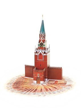 Beş bininci arka planda Moskova kremlin modeli