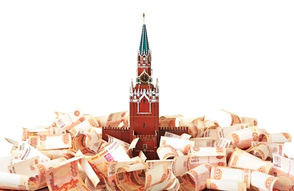 Modelo del Kremlin de Moscú en el fondo de cinco mil — Foto de Stock