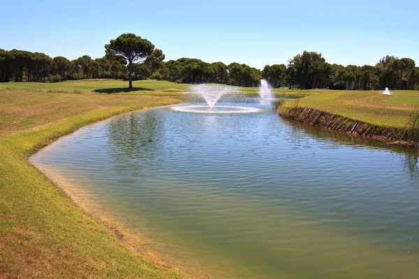 Brunnen im künstlichen Teich. — Stockfoto