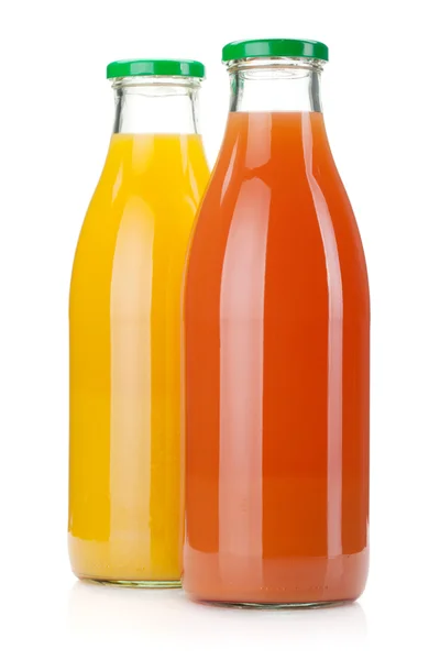 Frascos de sumo de laranja e toranja — Fotografia de Stock