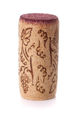 Wine cork with grape illustration clipart