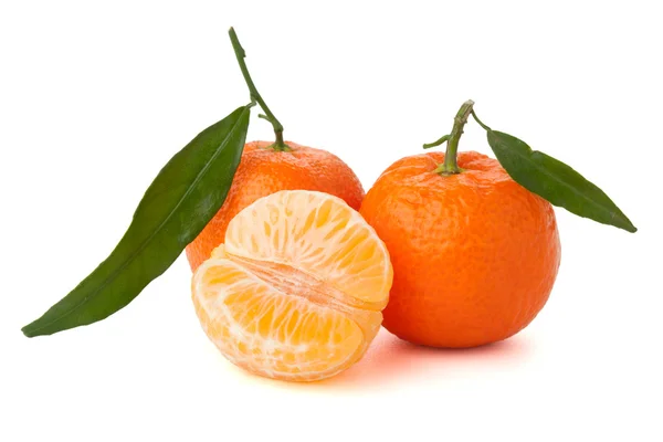 Rijp mandarijnen met groen blad — Stockfoto