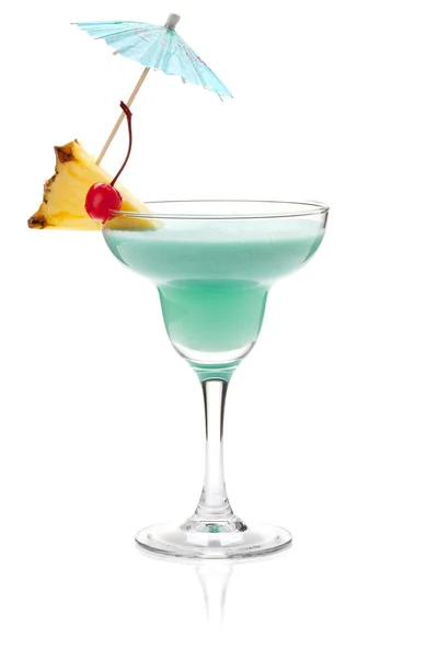 Cóctel tropical azul en vaso de margarita — Foto de Stock
