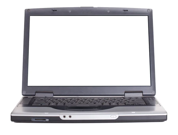 Laptop med Tom vit skärm. framifrån — Stockfoto
