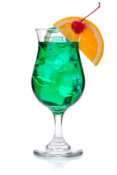 Green cocktail with orange and maraschino — Stock Photo, Image