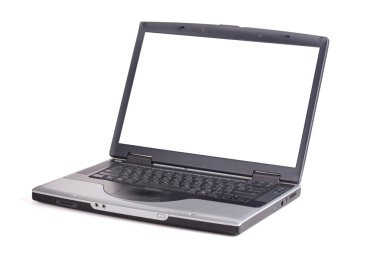 laptop ile boş bir beyaz ekran