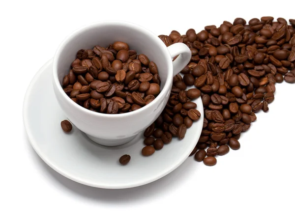 Kaffeetasse mit Bohnen — Stockfoto