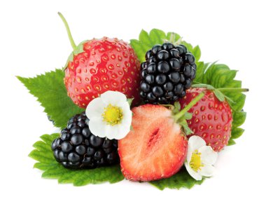 Strawberry and blackberry fruits clipart