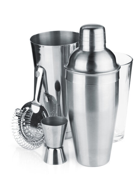 Cocktail shakers, strainer and jigger