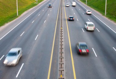 Cars on a road with motion blurred effect