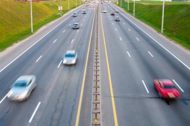 Cars on a road with motion blurred effect