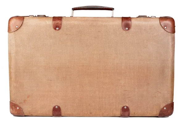 Valigia marrone vintage isolata su sfondo bianco — Foto Stock