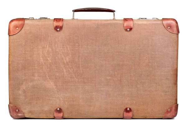 Vintage brown suitcase isolated over white background — Stock Photo, Image