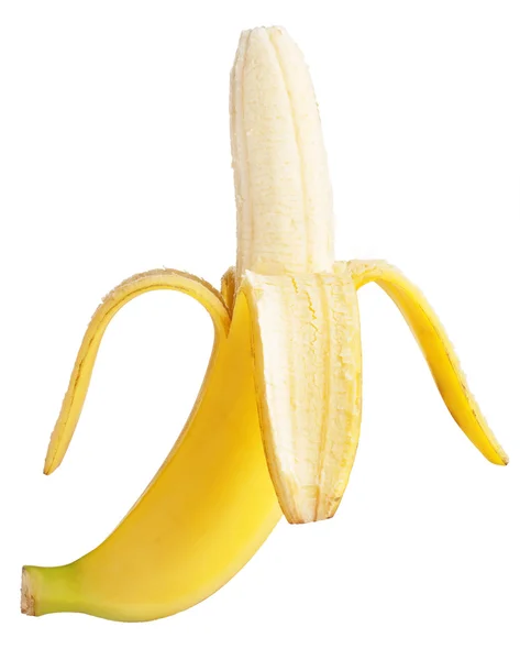 Banana madura sobre fundo branco — Fotografia de Stock