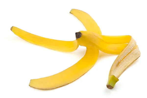 Rijpe banaan peel geïsoleerd op wit — Stockfoto