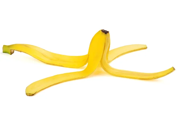 Ώριμη μπανάνα φλούδες που απομονώνονται σε λευκό — Φωτογραφία Αρχείου