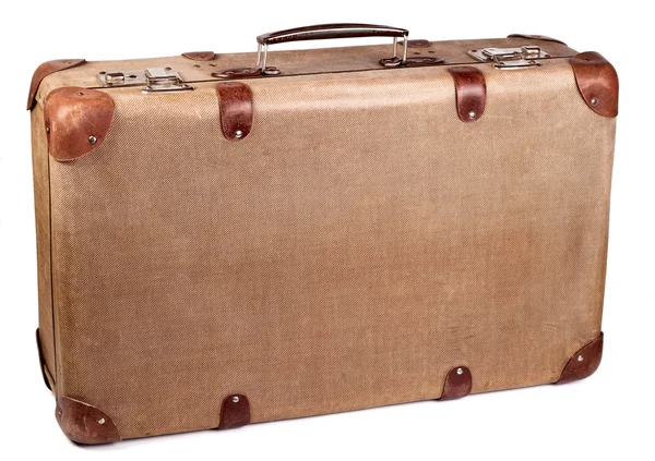 Valise vintage marron isolée sur fond blanc — Photo