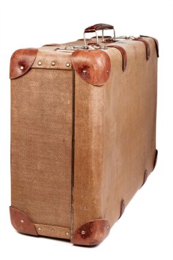 Vintage brown suitcase isolated over white background clipart