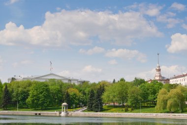 View at the Svisloch river and summer park in Minsk, Belarus clipart