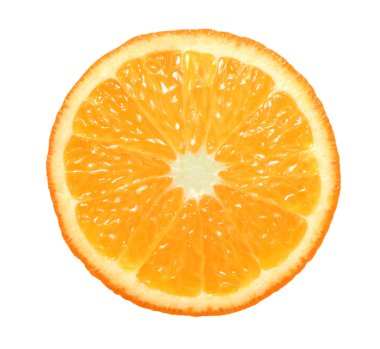 Slice of orange on white background clipart