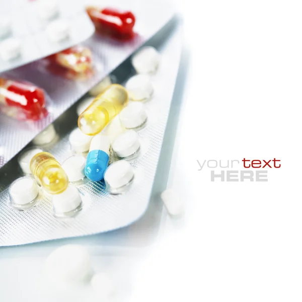 Opakowaniach różnych tabletek — Zdjęcie stockowe