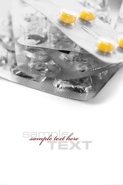 Högen av diverse piller paket — Stockfoto