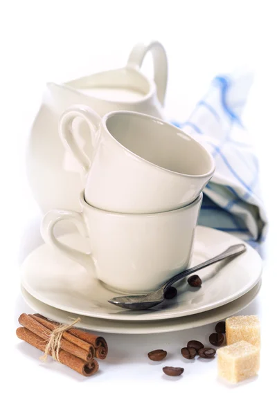 Weißes Kaffee-Set — Stockfoto
