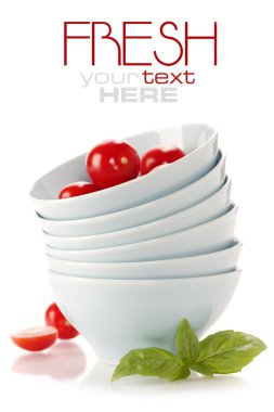 Stack of bowls and tomatoes clipart