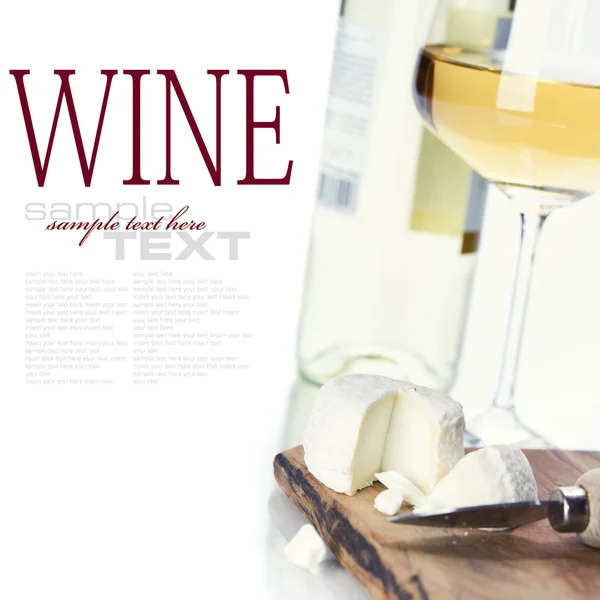 Bílé víno a sýr — Stock fotografie