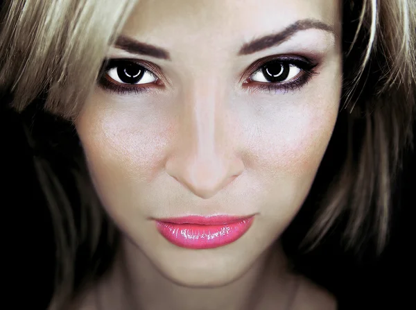 Bela mulher rosto closeup — Fotografia de Stock