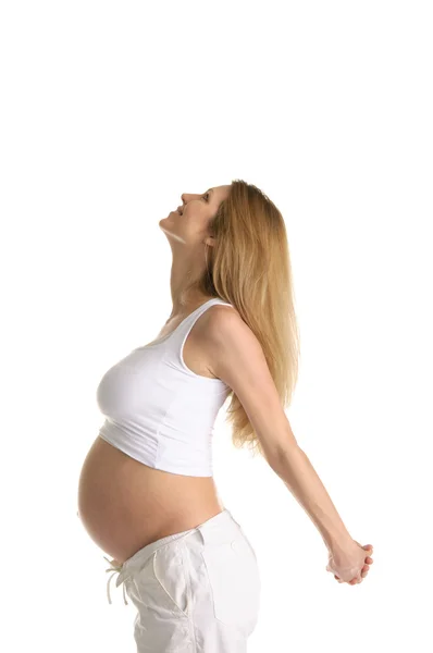Zwangere vrouw beoefenen van yoga — Stockfoto