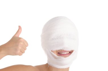 Satisfied woman with bandaged head clipart
