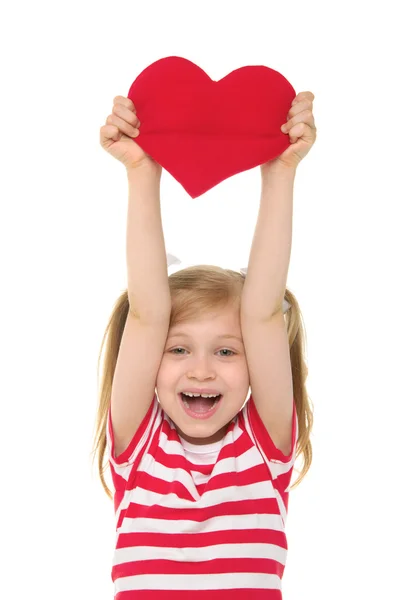 Girl lifts up the heart — Stock Photo, Image