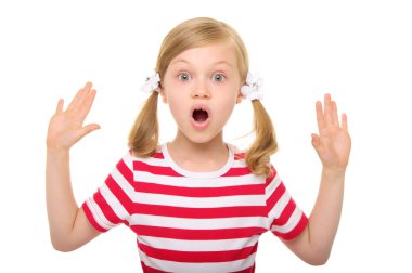 Surprised girl with hands up clipart