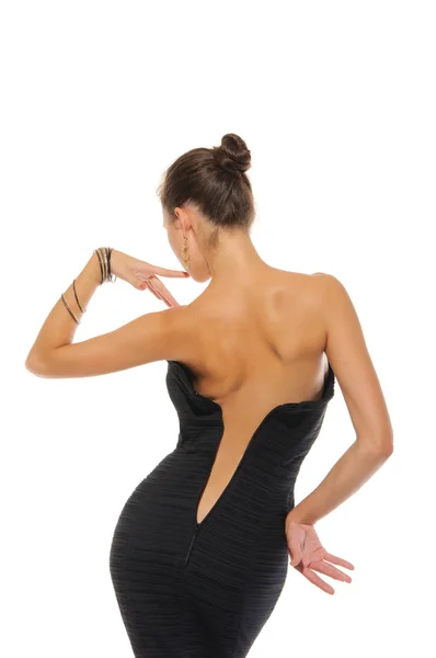 Sexy junge Frau mit einem aufgeknöpften Kleid — Stockfoto