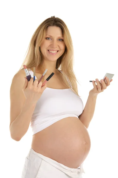 Mujer embarazada con maquillaje — Foto de Stock