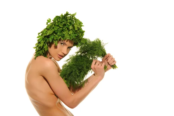 Beautiful woman with hat of parsley Stock Photo