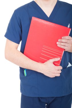 Doctor holding folder clipart