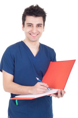 Doctor making a note clipart