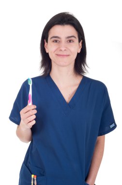Dentist holding toothbrush clipart