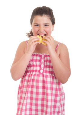 Girl eating chips clipart