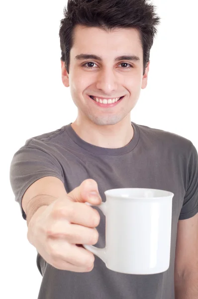 Hombre sosteniendo taza — Foto de Stock