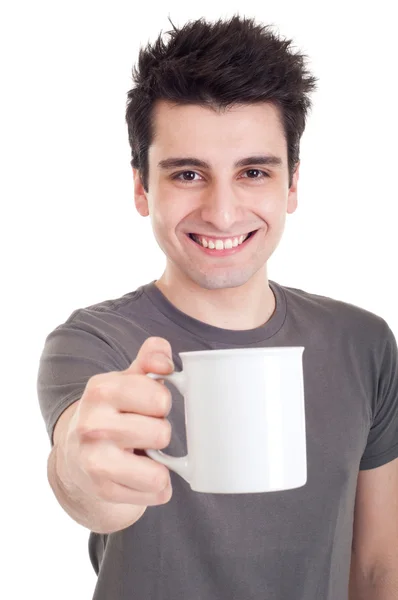Uomo che tiene la tazza — Foto Stock