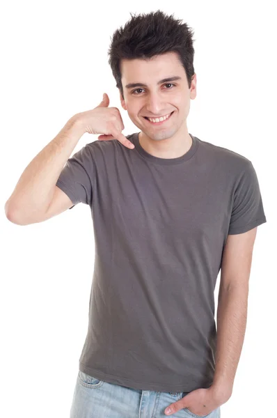 Homem mostrando sinal de chamada — Fotografia de Stock