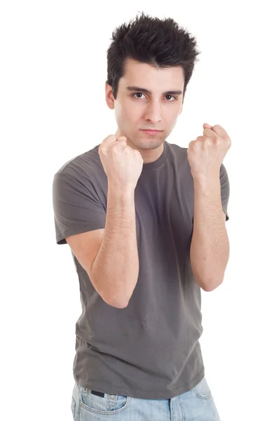 Man with fight expression — Stock Photo, Image