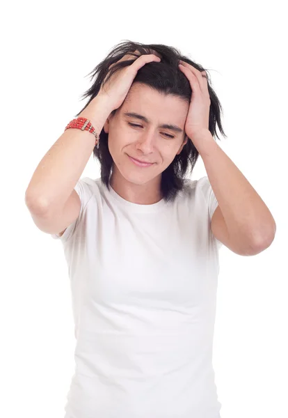 Stressed casual woman — Stock Photo, Image