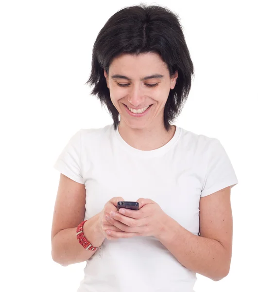 stock image Casual woman text messaging