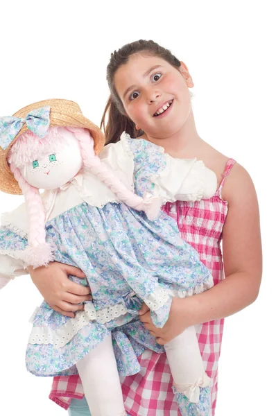 Holčička s panenkou — Stock fotografie