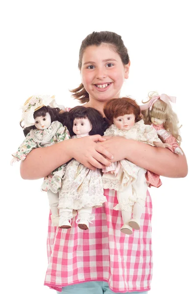 Niña con muñecas — Foto de Stock