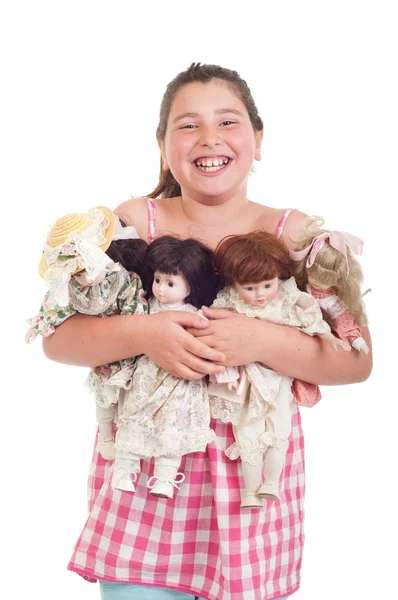 Menina com bonecas — Fotografia de Stock